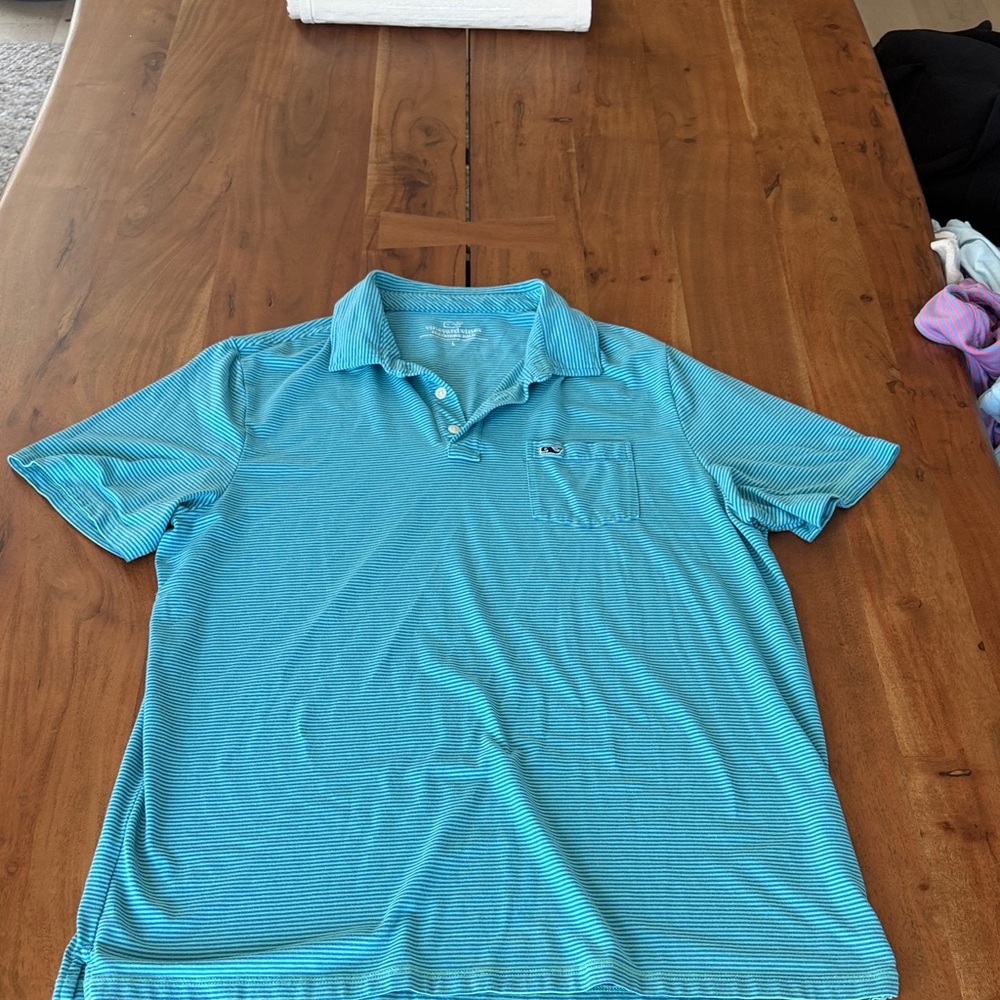Vineyard Vines Men’s Aqua Blue Striped Polo